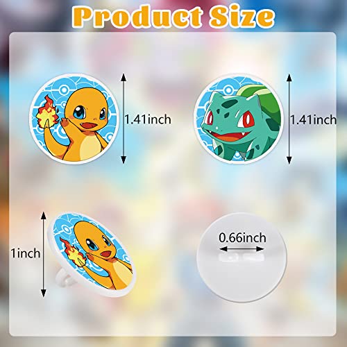 24Pcs Anime Cake Toppers Cupcake Ring Decor For Kids Cartoon The