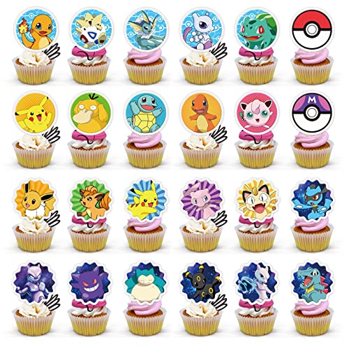 24Pcs Anime Cake Toppers Cupcake Ring Decor For Kids Cartoon The