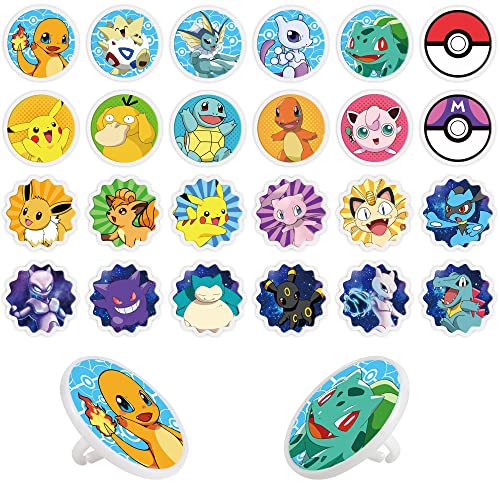24Pcs Anime Cake Toppers Cupcake Ring Decor For Kids Cartoon The