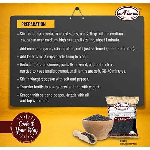 Aiva Black Beluga Lentils 4 Lbs | Black Lentils | Natural | Non Gmo