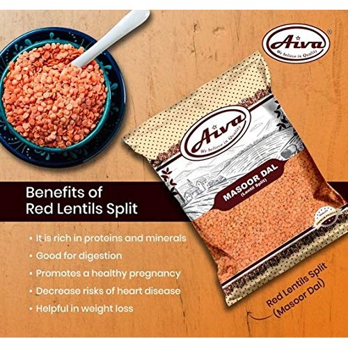 Aiva - Masoor Dal Red Split Lentils No Husk 4 Lb