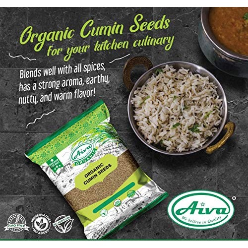 Aiva Organic Cumin Seeds Jeera 14 Oz