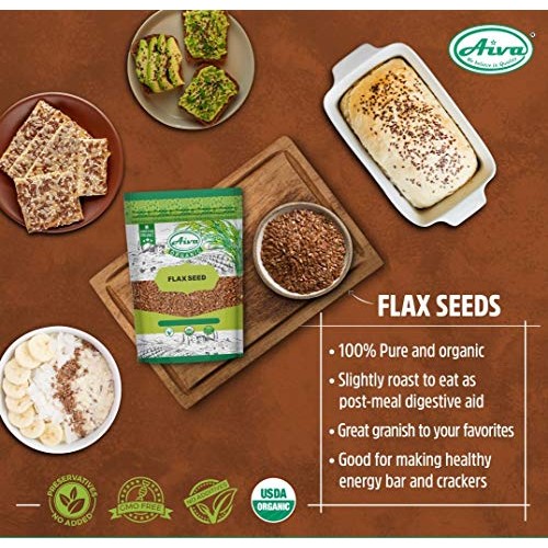 Aiva - Organic Flax Seeds Brown - Usda Certified - 200Gm