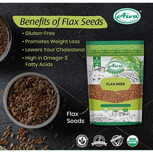 Aiva - Organic Flax Seeds Brown - Usda Certified - 200Gm