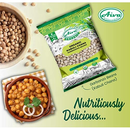 Aiva Organic Garbanzo Beans Kabuli Chana - Usda Certified 4 Lb