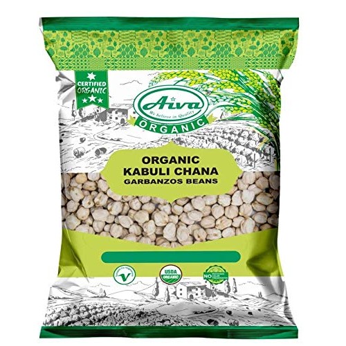 Aiva Organic Garbanzo Beans Kabuli Chana - Usda Certified 4 Lb