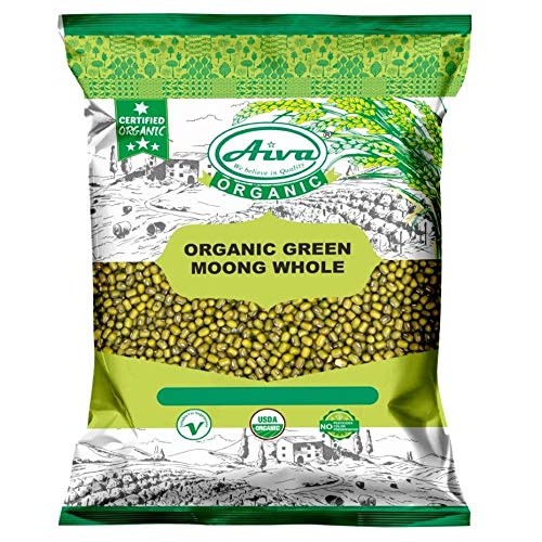 Aiva Organic Moong Whole Green Mung Bean - Usda Certified 2 Lb