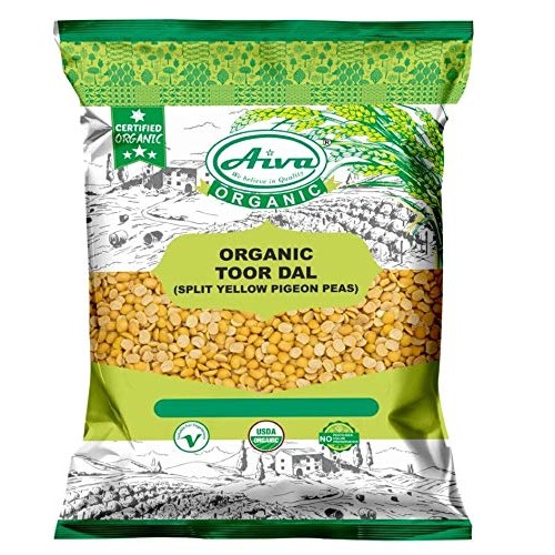 Aiva Organic Toor Dal Pigeon Peas Split - Usda Certified 2 Lb