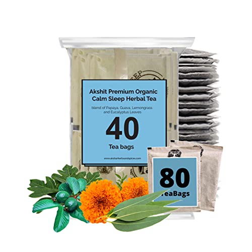 Akshit Calm Sleep Tea 80 Teabags Mega Pack Papaya Guava Calend...