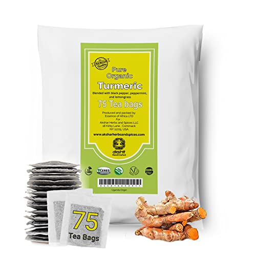 Akshit Organic Tea Bags, Turmeric Tea-75Tea Bags,100%Natural Tur...