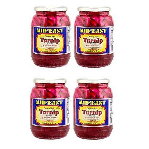 Mid East Pickled Turnips Premium Quality 32Oz Each - 4 Jars - مخ