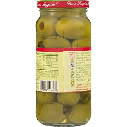 Mezzetta Jalapeno Stuffed Olives Premium Quality Kosher -Pack Of