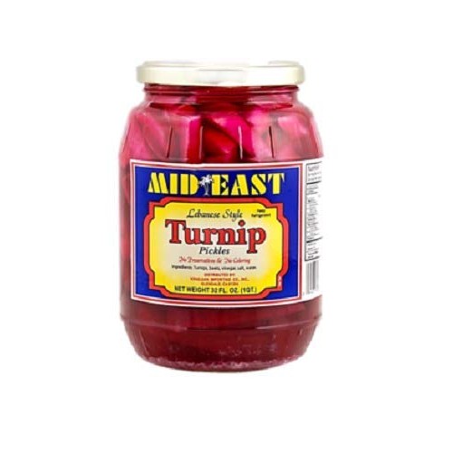 Mid East Pickled Turnips Premium Quality 32Oz Each - 2 Glass Jar