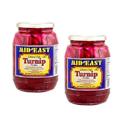 Mid East Pickled Turnips Premium Quality 32Oz Each - 2 Glass Jar