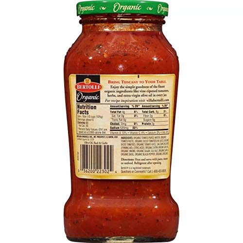 Organic Bertolli Olive Oil Basil &Amp; Garlic Pasta Sauce - 4 Glass