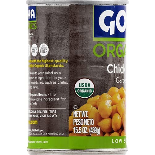 Organic Goya Chickpeas Garbanzos Low Sodium 4 Cans NT.WT. 15.5 o...