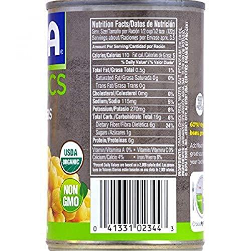 Organic Goya Chickpeas Garbanzos Low Sodium 4 Cans NT.WT. 15.5 o...