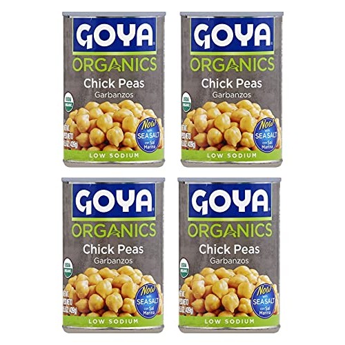 Organic Goya Chickpeas Garbanzos Low Sodium 4 Cans NT.WT. 15.5 o...