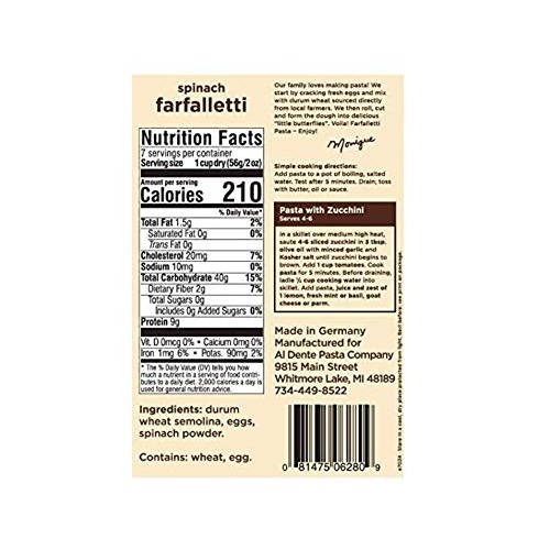 Al Dente Spinach Farfalletti Pasta 14-Oz Bag Pack Of 3