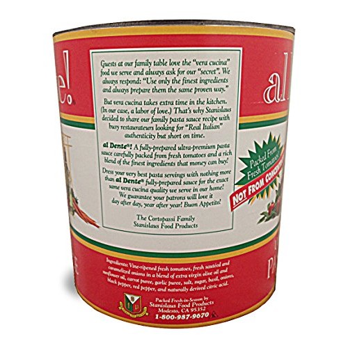 Al Dente!, Stanislaus Ultra Premium Pasta Sauce, Size #10 Can 6