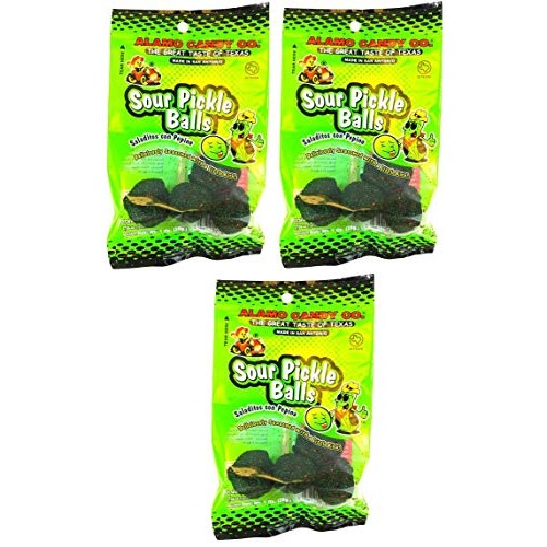 Alamo Candy Sour Pickle Balls, 1 Ounce, Pack of 3