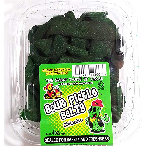 Alamo Candy Sour Pickle Belts Chilosito, 1 Count Sour Candy