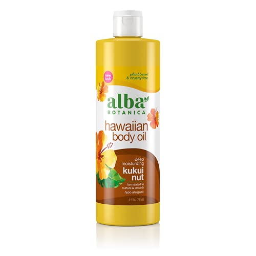 Alba Botanica Hawaiian Body Oil, Deep Moisturizing Kukui Nut, 8.