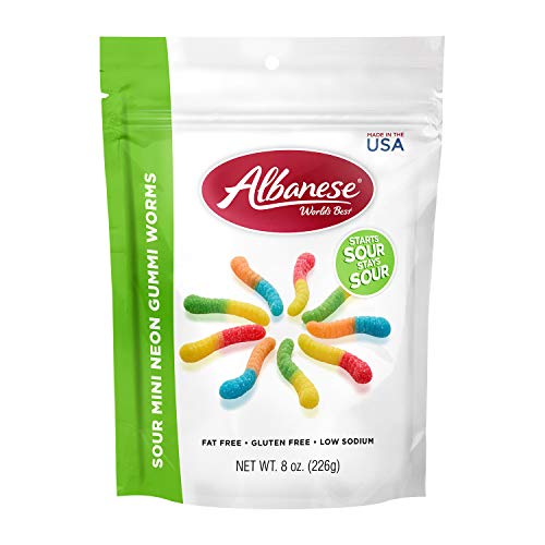 Albanese Worlds Best Sour Mini Neon Gummi Worms, 8 Oz