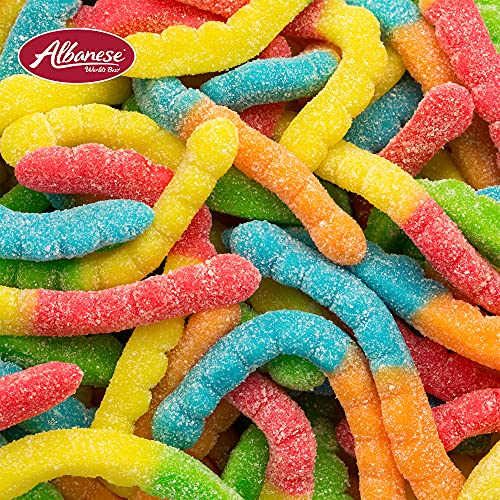 Albanese Confectionery Sour Large Neon Gummi Worms, 4.5 Pound Bag