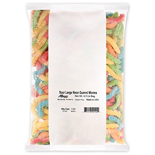 Albanese Confectionery Sour Large Neon Gummi Worms, 4.5 Pound Bag