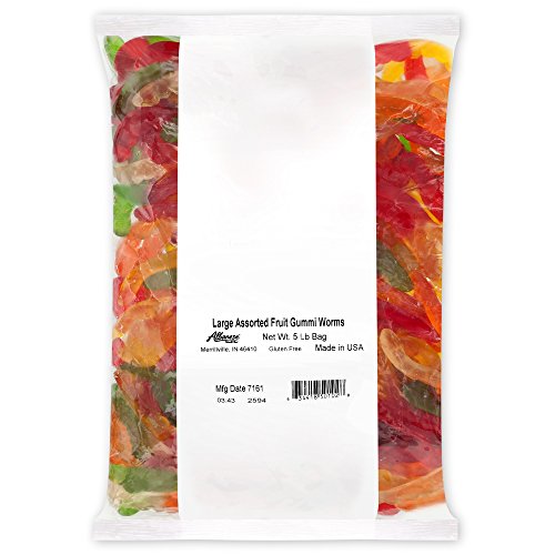 Albanese Candy Large Assorted Fruit Gummi Worms Gummi Candy, Ass