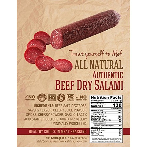 Uncured All Natural Authentic Beef Dry Salami 2 Units 7Oz. Each