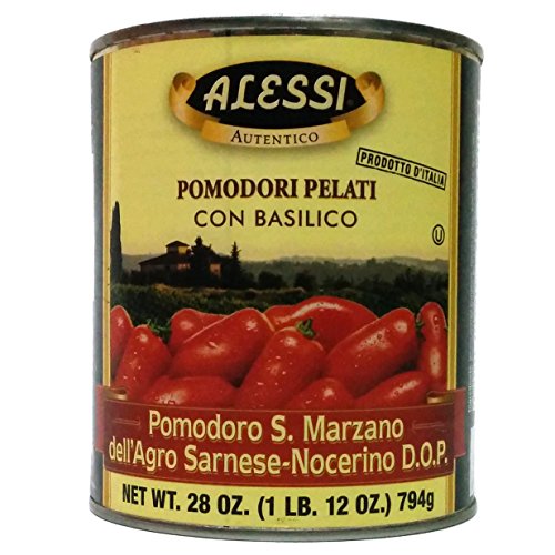 Alessi Dop Whole Peeled San Marzano Tomatoes With Basil, 28 Ounc