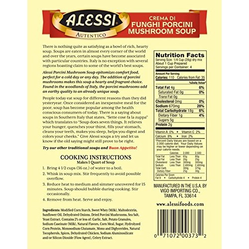 Alessi Porcini Mushroom Soup, 4 Ounce Pack Of 6