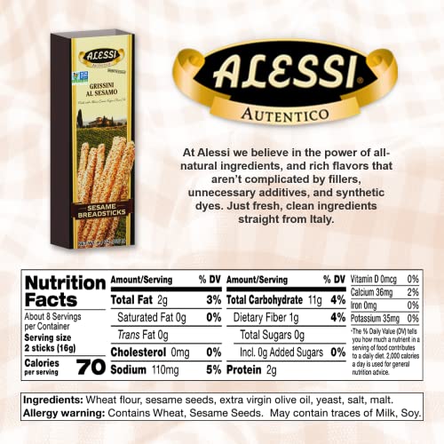 Alessi Sesame Breadsticks, 4.4-Ounce Boxes Pack Of 12