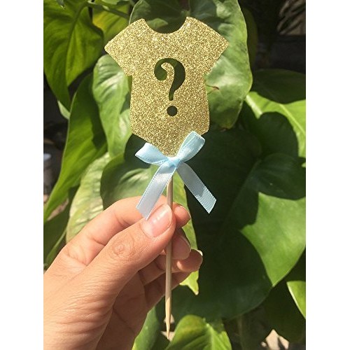 30-Pack Glitter Gender Reveal Cupcake Toppers, Gender Reveal Bab