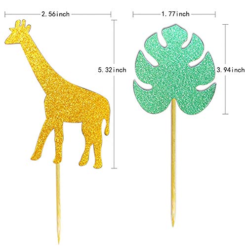 Alissar 40-Pack Glitter Safari Jungle Animal Cupcake Toppers Wit