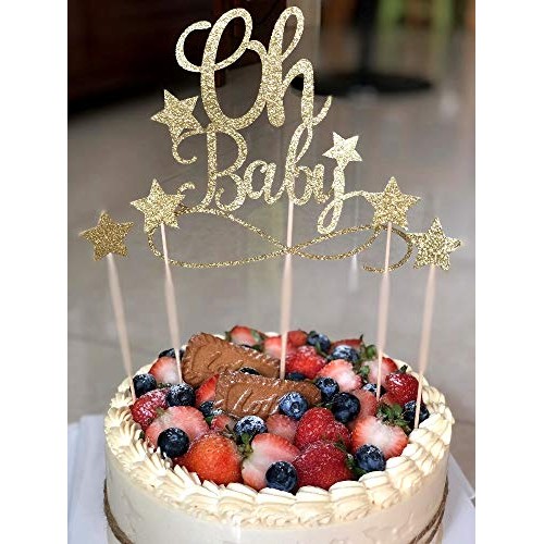 Alissar Glitter Oh Baby Cake Topper With Stars, Baby Shower Cake