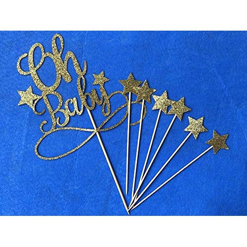 Alissar Glitter Oh Baby Cake Topper With Stars, Baby Shower Cake