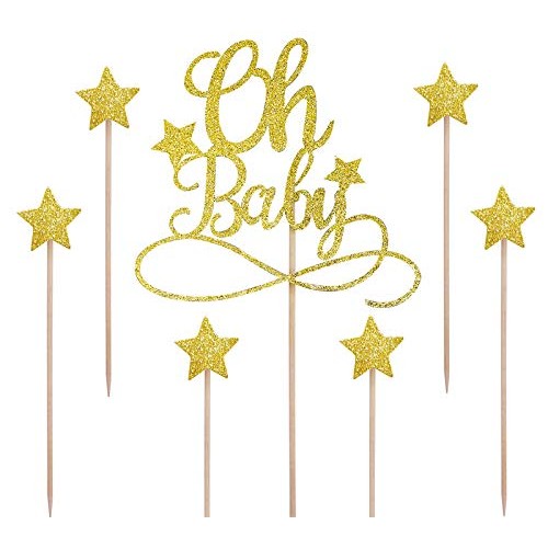 Alissar Glitter Oh Baby Cake Topper With Stars, Baby Shower Cake