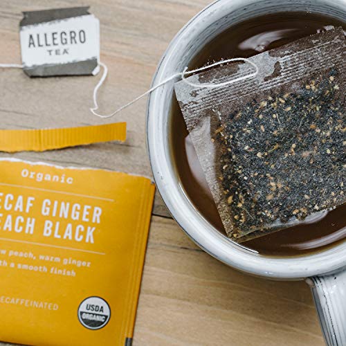 Allegro Tea, Organic Decaf Ginger Peach Black Tea Bags, 20 Ct