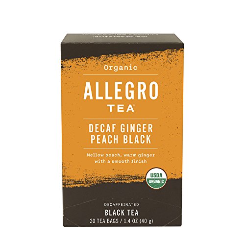 Allegro Tea, Organic Decaf Ginger Peach Black Tea Bags, 20 Ct