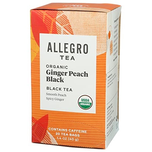 Allegro Tea, Organic Ginger Peach Black Tea Bags, 20 ct