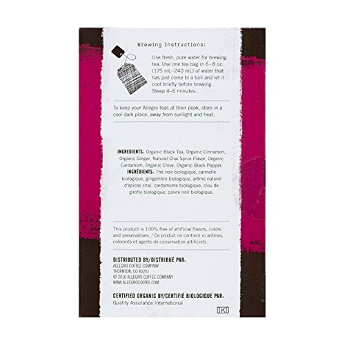 Allegro Tea, Organic Indian Chai Tea Bags, 20 ct