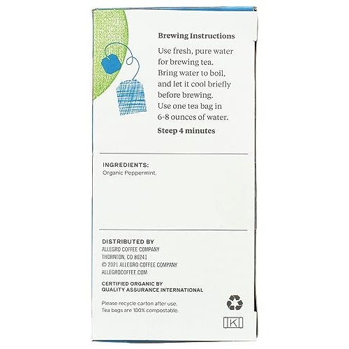 Allegro Tea, Organic Northwest Peppermint Tea Bags, 20 ct