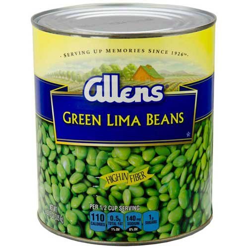 Allens Green Lima Beans, 109 Ounce Can - 6 Per Case.