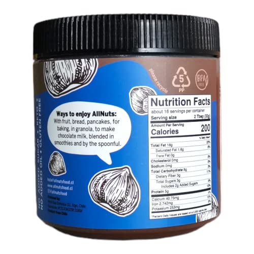 ALLNUTS - Choco Hazelnut Spread 100 % Natural, Creamy Smooth Tex...