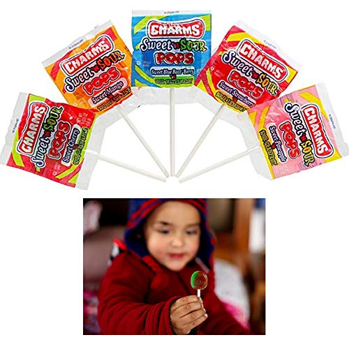 28 Pc Charms Sweet Sour Pops Lollipop Sucker Stick Candy Lollypo...