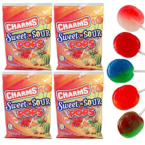 28 Pc Charms Sweet Sour Pops Lollipop Sucker Stick Candy Lollypo...