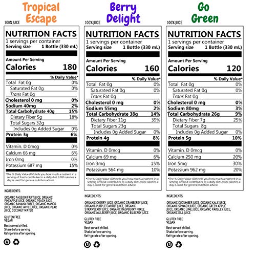 ALLWELLO Mix of Organic Cold Pressed Juice Drinks with Real Frui...